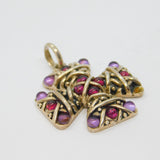 Sterling Silver Cabochon Amethyst & Garnet Cross Pendant Vintage c1970