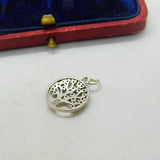 Sterling Silver Tree Of Life Charm Pendant Paste Stone Inlay Vintage c1970