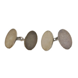 Mid-Century Pair of Sterling Silver Lined Pattern Cufflinks Vintage Birmingham