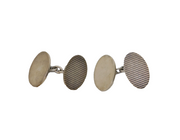 Mid-Century Pair of Sterling Silver Lined Pattern Cufflinks Vintage Birmingham