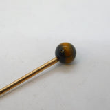 9ct Yellow Gold & Tiger's Eye Beaded Stick Pin Antique c1930s