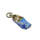 Sterling Silver Blue Enamel Dutch Windmill Design Clog Charm Vintage c1970