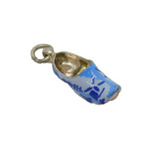 Sterling Silver Blue Enamel Dutch Windmill Design Clog Charm Vintage c1970