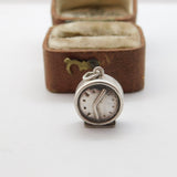 Sterling Silver Alarm Clock Charm Pendant Vintage c1970