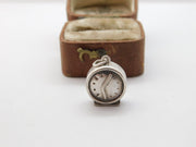 Sterling Silver Alarm Clock Charm Pendant Vintage c1970