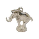Sterling Silver Elephant on Pedestal Charm Pendant Vintage c1970