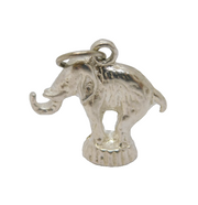Sterling Silver Elephant on Pedestal Charm Pendant Vintage c1970
