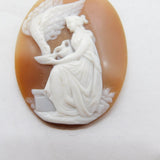 Victorian Carved Shell Cameo Hebe & The Eagle Classical Plaque Antique c1850s