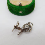 Sterling Silver Spinning Wheel Charm Pendant Vintage c1970