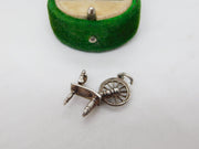 Sterling Silver Spinning Wheel Charm Pendant Vintage c1970