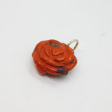 Sterling Silver Carved Red Jasper Flower Charm Pendant Vintage c1970s