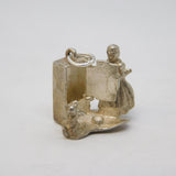 Sterling Silver Dog Begging for Food Opening Charm Pendant Vintage c1970