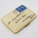 Art Deco Gold Plated Enamel Novelty Envelope Cigarette Case Antique c1940