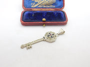 Sterling Silver & Multi-Gem Set Key Form Pendant Vintage c1980