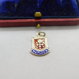 Sterling Silver and Enamel Matlock Travel Shield Charm Pendant Vintage c1970
