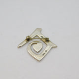 Sterling Silver Modernist Stylised Symbol Brooch Pin Contemporary c1990