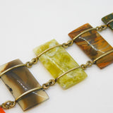 Victorian Scottish Sterling Silver Gilt Agate Set Panel Bracelet Antique c1880s