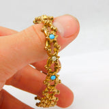 Victorian Rolled Gold, Seed Pearl & Turquouse Expanding Bracelet Antique