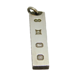Sterling Silver Hallmark Ingot Pendant Vintage 1978 Birmingham
