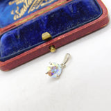 Sterling Silver Iridescent Drop Charm Pendant Vintage c1970