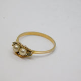 Sterling Silver Gilt Pearl & Paste Studio Style Ring Vintage c1970 Size N 1/2