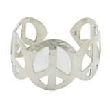 Sterling Silver Graduated Peace Sign Cuff Bangle Bracelet Vintage c1980