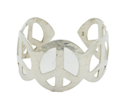 Sterling Silver Graduated Peace Sign Cuff Bangle Bracelet Vintage c1980