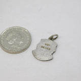Sterling Silver Enamel Jersey Souvenir Shield Charm Pendant Vintage c1970