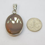 Sterling Silver Oval Jasper Cabochon Charm Pendant Vintage c1970