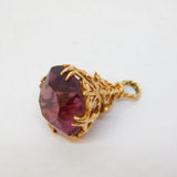 9ct Rose Gold Mounted Faceted Agate Fob Pendant Vintage London c1970s