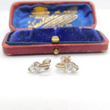 Pair of Sterling Silver Heart Cut Diamond Paste Stud Earrings Vintage c1970