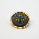 Boer War Period 9ct Rose Gold Mounted Military Button Sweetheart Brooch c1900