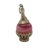 Sterling Silver Glass Set Wine Bottle Charm Pendant Vintage c1970s