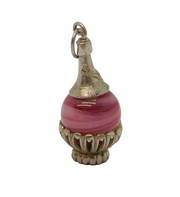 Sterling Silver Glass Set Wine Bottle Charm Pendant Vintage c1970s