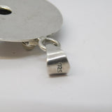 Large Sterling Silver Cross Pattern Moonstone Cabochon Pendant Vintage c1970