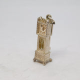 Sterling Silver Opening Grandfather Clock Charm Pendant Vintage c1970