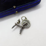 Sterling Silver Traditional Spinning Wheel Charm Pendant Vintage c1970