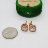 Pair of Rose Gold on Sterling Silver Paste Stud Earrings Vintage c1970