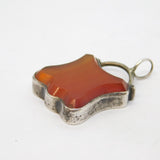 Victorian Sterling Silver & Carnelian Agate Padlock Pendant Fob Antique