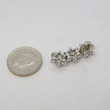 Sterling Silver Triple Flower Paste Set Drop Charm Pendant Vintage c1970s
