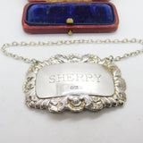 Sterling Silver Shell Pattern Edge Sherry Decanter Label 1994 Sheffield Vintage
