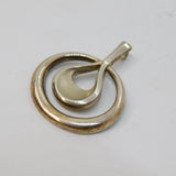 Sterling Silver Large Modernist Oval & Drop Shape Charm Pendant Vintage c1970