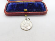 Sterling Silver King George V Threepence Coin Charm Pendant Antique 1934