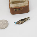 Sterling Silver Turquoise Set Clog Shoe Charm Pendant Vintage c1970