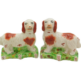 20th Century Staffordshire Pair of King Charles Spaniels Antique c1920