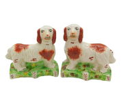 20th Century Staffordshire Pair of King Charles Spaniels Antique c1920