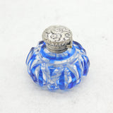 Victorian Sterling Silver Topped Blue Glass Vinaigrette Antique c1850s