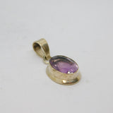 Sterling Silver Faceted Amethyst Oval Studio Charm Pendant Vintage c1970s