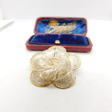Sterling Silver & Gold Edged Filigree Flower Brooch Vintage c1970