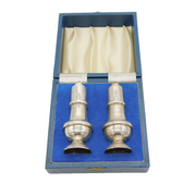 Boxed Sterling Silver Pair of Salt & Pepper Shakers Vintage 1961 Birmingham